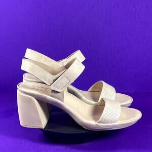 Naturalizer Cream Leather Genn-Rise 2 Strappy Block Heel Sandal Size 9.5-NEW